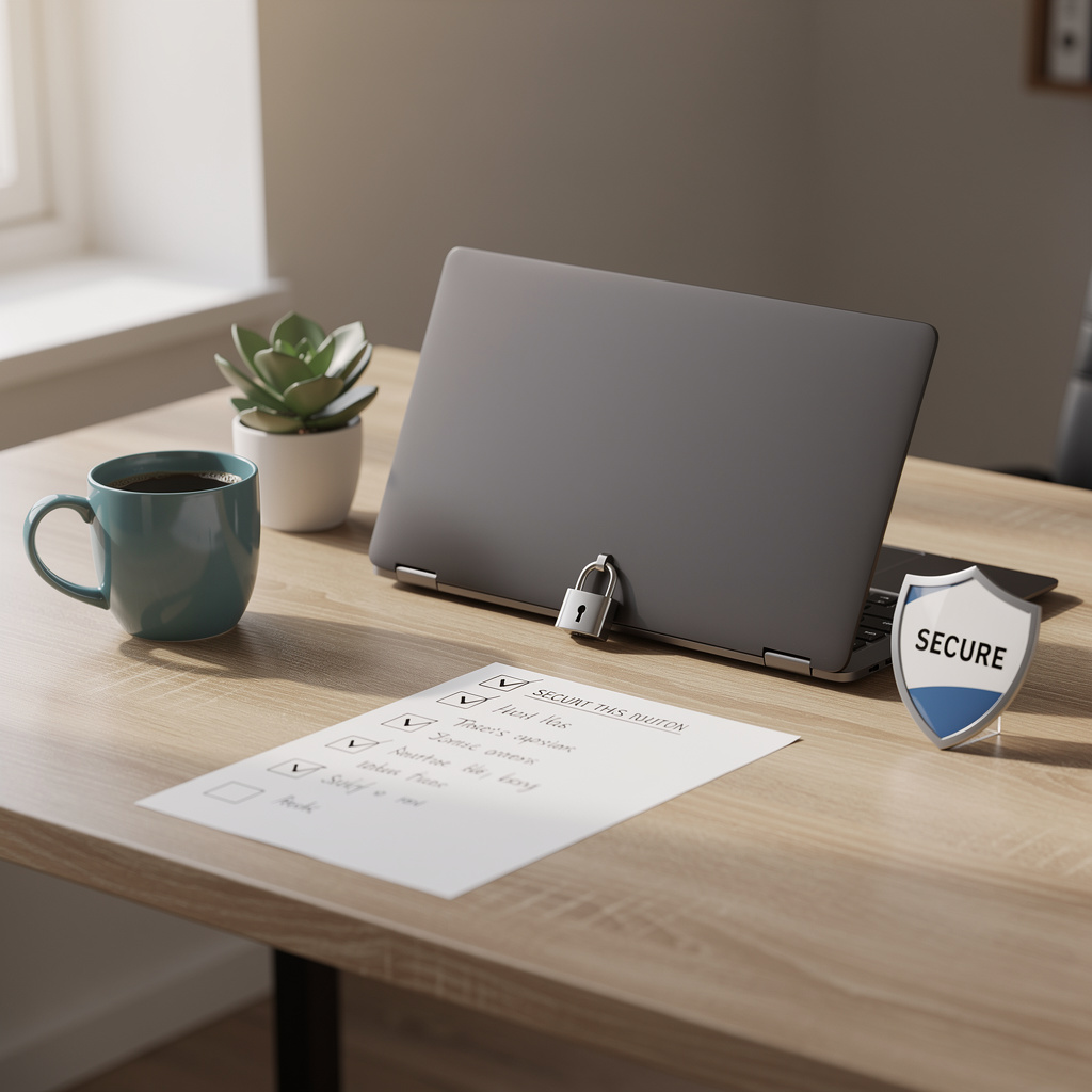 Photo of a business desk with a folder, pen and key